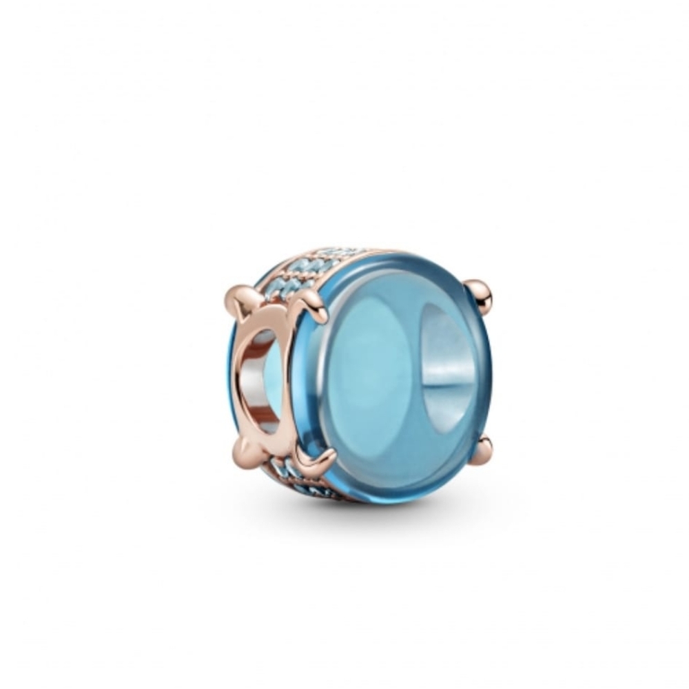 PANDORA COLORS BLUE OVAL CABOCHON CHARM 789309C01 new with tag - Picture 3 of 6
